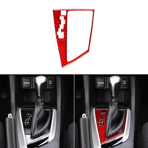 PJFUS 1pc Real 3k Red Carbon Fiber Car Center Console Gear Shift Panel Transmission Cover Kit Sticker Auto Interior Accessories Compatible with Toyota Corolla/Levin 2014 2015 2016 2017 2018-Type B - Image 1