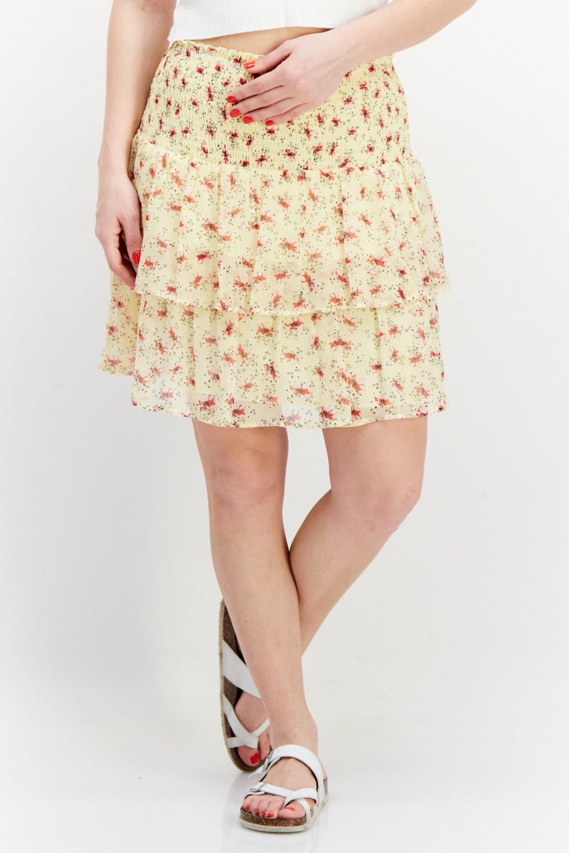 Miss Selfridge Women Floral Print Chiffon Mini Skirt, Multicolor - Image 1