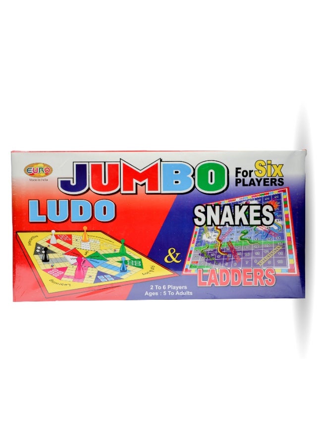 Jumbo Ludo Snake  & Ladder Game – 20 Inch Board Game for 6 Players, Foldable Family Fun Game, Durable and Colorful Design for Kids & Adults