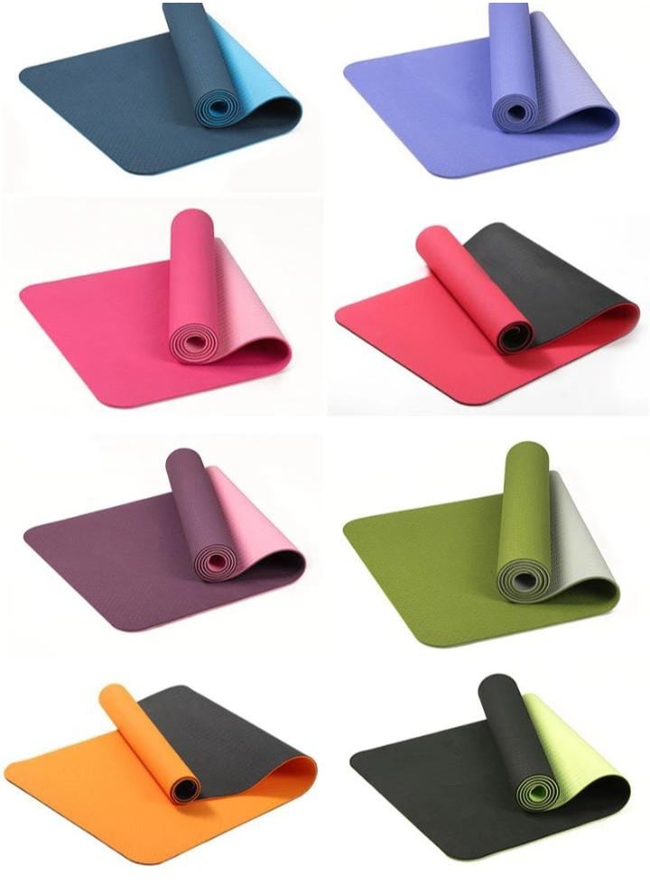 Anti-slip yoga mat made of environmentally friendly thermal rubber, suitable for Pilates and gymnastics exercises, comes with a carrying strap and a storage bag, 7 pieces, multi-color