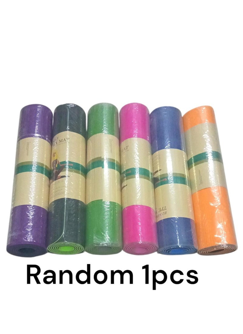 Anti-slip yoga mat made of environmentally friendly thermal rubber, suitable for Pilates and gymnastics exercises, comes with a carrying strap and a storage bag, 7 pieces, multi-color