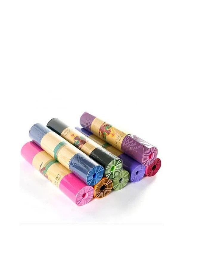 Anti-slip yoga mat made of environmentally friendly thermal rubber, suitable for Pilates and gymnastics exercises, comes with a carrying strap and a storage bag, 7 pieces, multi-color