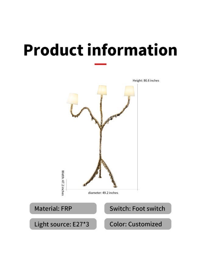 Floor Lamp Large Retro Floor Lamp - Gold-plated FRP Art Lamp, 3 E27 lamp holders, 3C certified foot switch, easy to install, suitable for villas/hotel lobbies/living rooms/bedrooms - Image 2