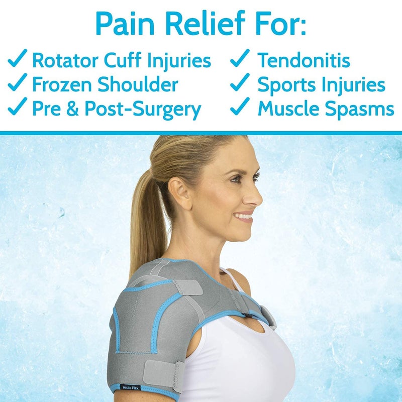 Arctic Flex Shoulder Ice Pack Brace  Cold Reusable Cool Gel Wrap Hot Therapy  Immobilizer Compression Stability Support for Tendonitis Dislocated Joint Left and Right Rotator Cuff Arm Pain Relief - Image 2