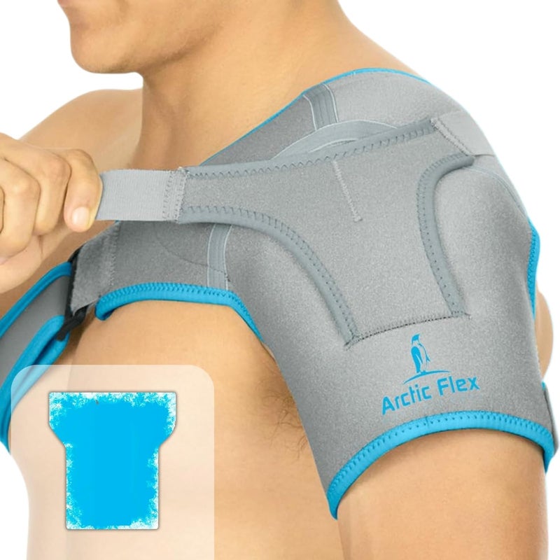 Arctic Flex Shoulder Ice Pack Brace  Cold Reusable Cool Gel Wrap Hot Therapy  Immobilizer Compression Stability Support for Tendonitis Dislocated Joint Left and Right Rotator Cuff Arm Pain Relief - Image 1