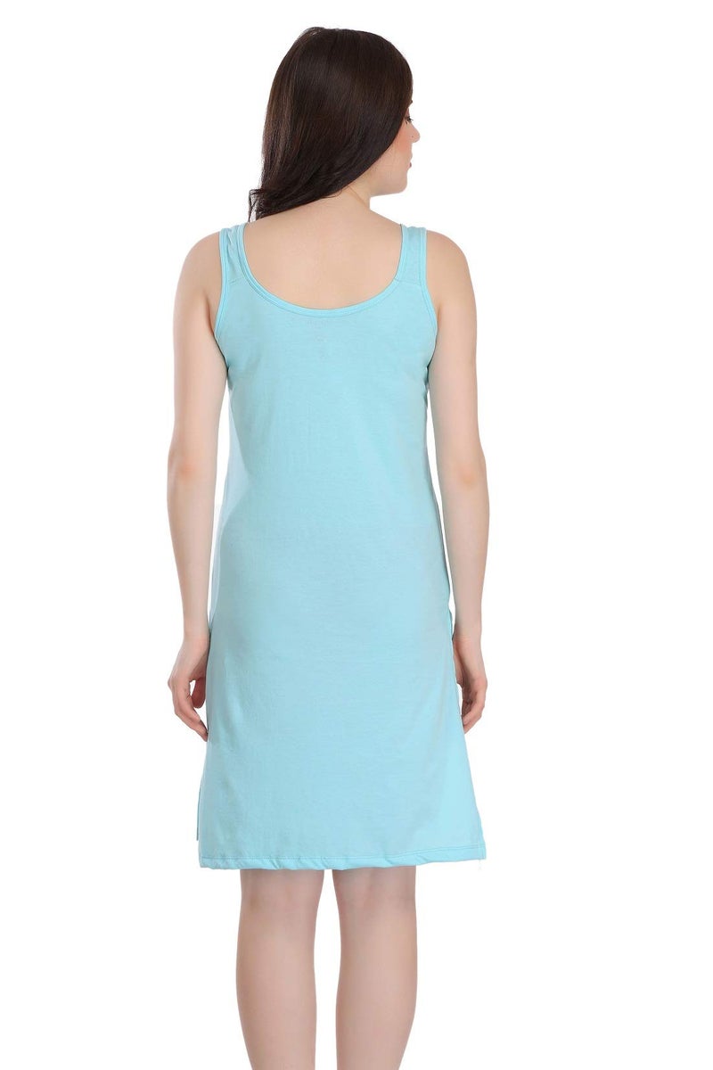Splash Cotton Rich Camisole Slip for Women| Long Kurti Slip/Suit Slip/Camisole Slip Knee Length - 139 Aqua - Image 4