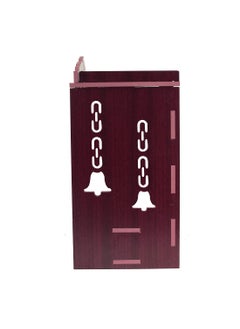 LAKHAJI Lakhaji Beautiful MDF Wooden Home Office Temple Pooja Mandir Wall Hanging and Table Top Home Temple with Foldable Design and LED Light 19 x 28 x 43 CM Maroon  - Image 3