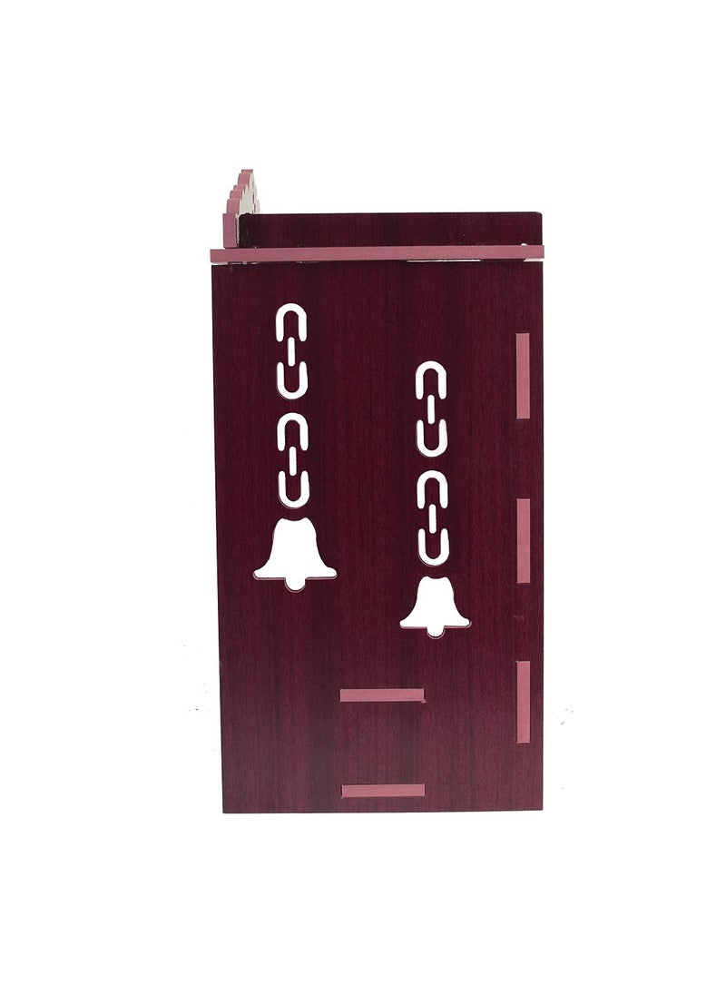 LAKHAJI - Lakhaji Beautiful MDF Wooden Home Office Temple Pooja Mandir Wall Hanging and Table Top Home Temple with Foldable Design and LED Light 19 x 28 x 43 CM Maroon - Image 1