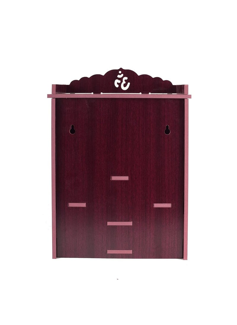 LAKHAJI - Lakhaji Beautiful MDF Wooden Home Office Temple Pooja Mandir Wall Hanging and Table Top Home Temple with Foldable Design and LED Light 19 x 28 x 43 CM Maroon - Image 1