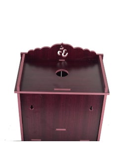 LAKHAJI Lakhaji Beautiful MDF Wooden Home Office Temple Pooja Mandir Wall Hanging and Table Top Home Temple with Foldable Design and LED Light 19 x 28 x 43 CM Maroon  - Image 5
