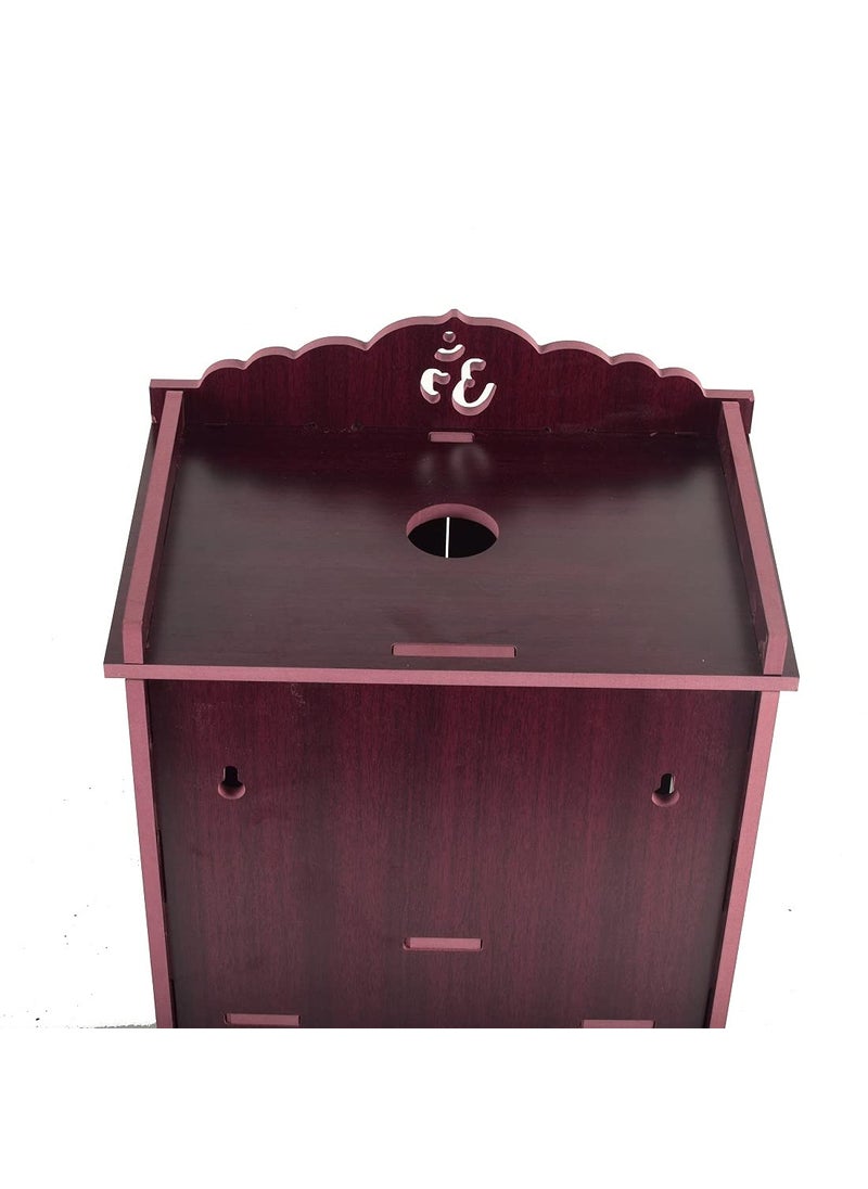 LAKHAJI - Lakhaji Beautiful MDF Wooden Home Office Temple Pooja Mandir Wall Hanging and Table Top Home Temple with Foldable Design and LED Light 19 x 28 x 43 CM Maroon - Image 1