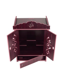 LAKHAJI Lakhaji Beautiful MDF Wooden Home Office Temple Pooja Mandir Wall Hanging and Table Top Home Temple with Foldable Design and LED Light 19 x 28 x 43 CM Maroon  - Image 2