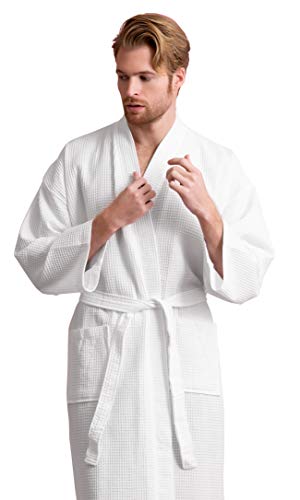 Soft Touch Linen Waffle Robe - Long, Lightweight, Luxurious Comfort - Ideal for Leisure or Bath Time - Polyblend Shower Robe (White,XXL) - Image 2