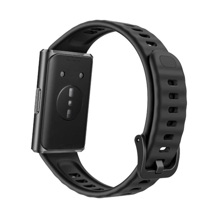 Replacement Strap For Huawei Watch Band 11 / Band 11 Pro Quick Release Buckle Pure Color Fluororubber Watch Band (Wave Shaped Black)
