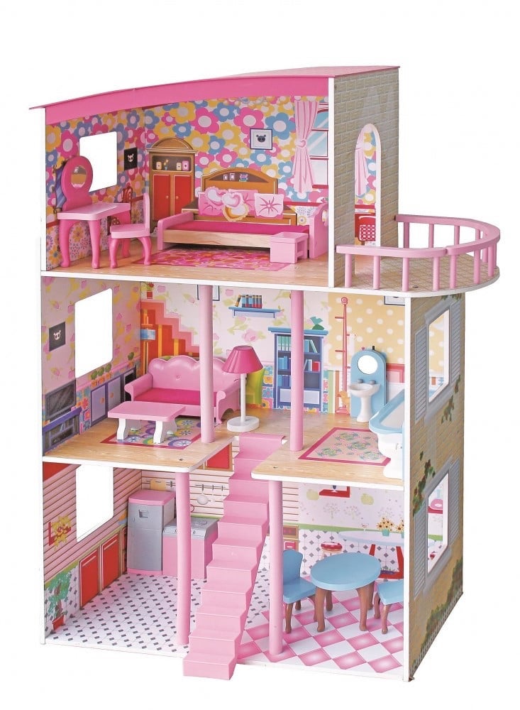 Wooden doll house with furniture  - Image 3