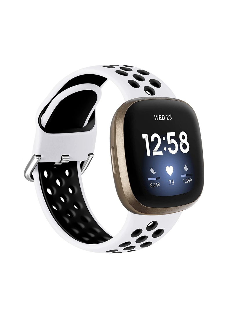 KASTWAVE Two-color Strap, Compatible with Fitbit Versa 3 Strap/Fitbit Sense Women's Strap, Soft Silicone Substitute, Sports Wrist Strap with Vents, Suitable for Fitbit Versa 3/fitbit Sense  - Image 1