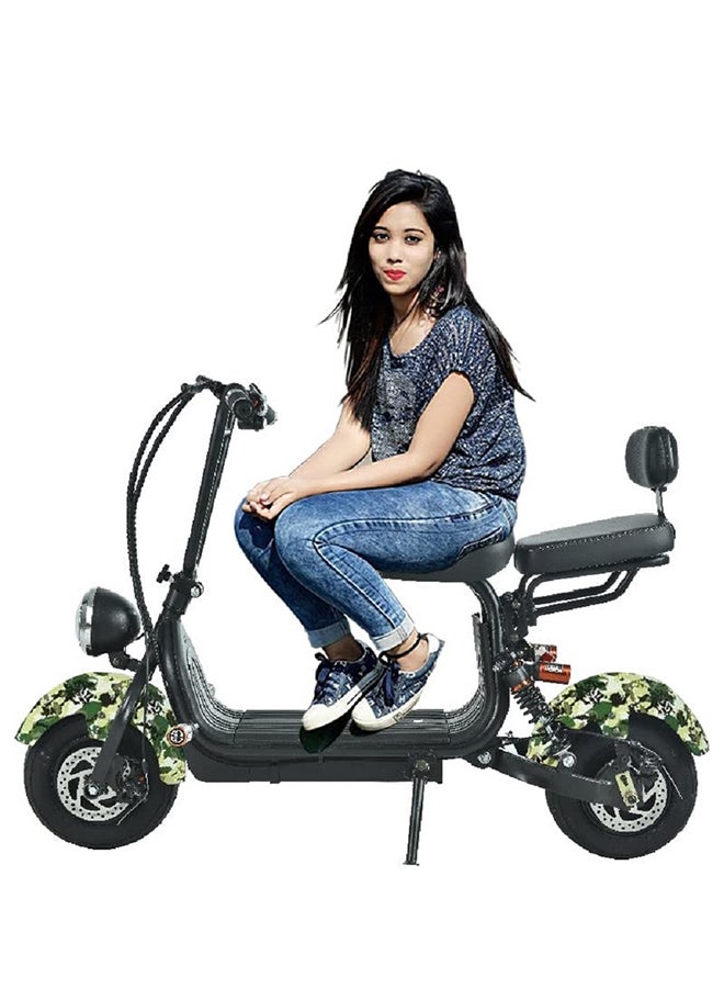 Megawheels سكوتر كهربائي ميني كوكو هارلي بإطارات عريضة مع بطارية قابلة للإزالة - أخضر عسكري للبالغين - Image 2