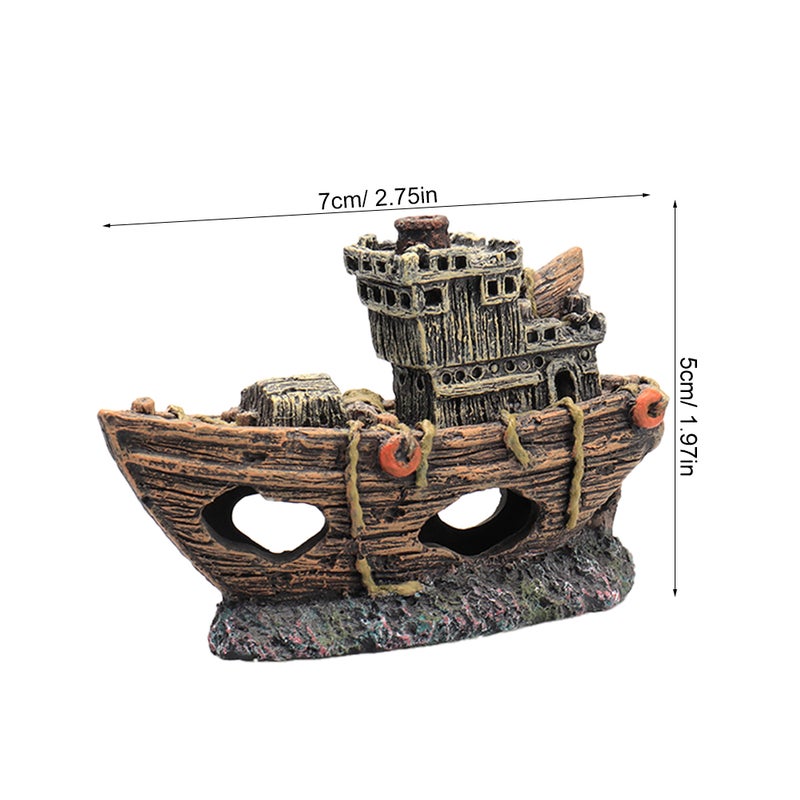 1Pc Fish Ornament Aquarium Landscape Ship Adornment Hiding Cave - Image 2