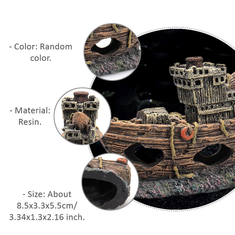 1Pc Fish Ornament Aquarium Landscape Ship Adornment Hiding Cave - Image 5