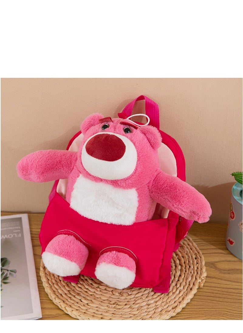 Y&D Cartoon Anime  Pink Strawberry Bear Plush Doll Shoulder Bag Kawaii Leisure Fashion Travel Plushies Handbag Gift for kids  - Image 1