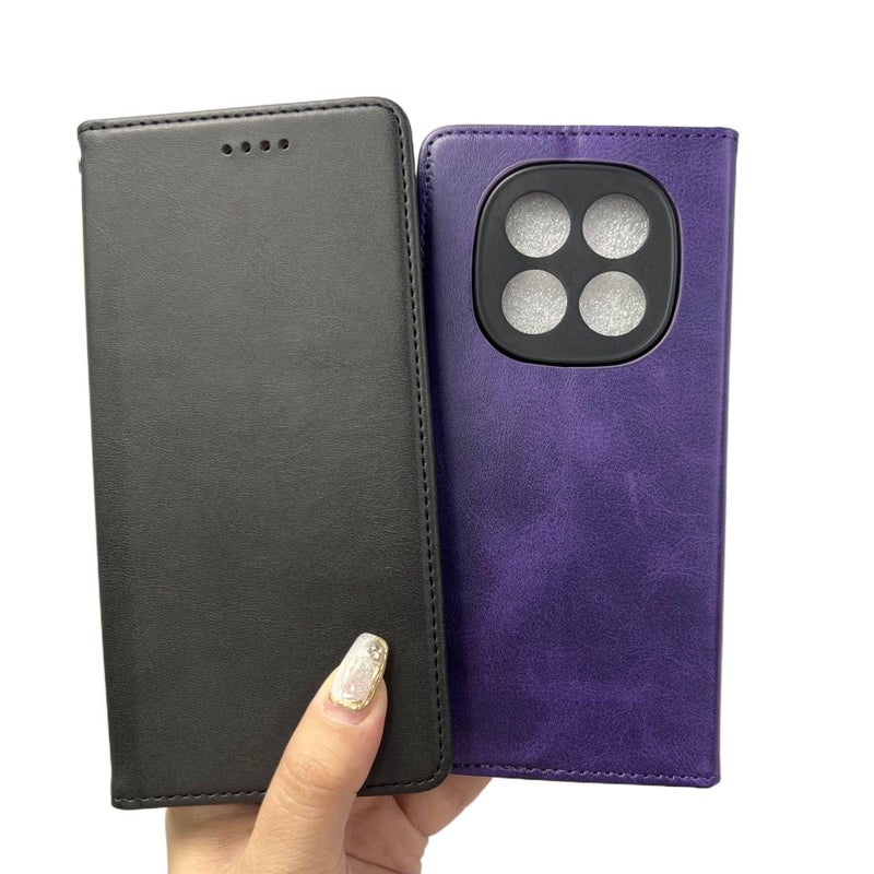 MagSafe Case Leather Scratch Resistant Protective Texture for Redmi Note 14 Pro and Card Holder in Purple - Image 2