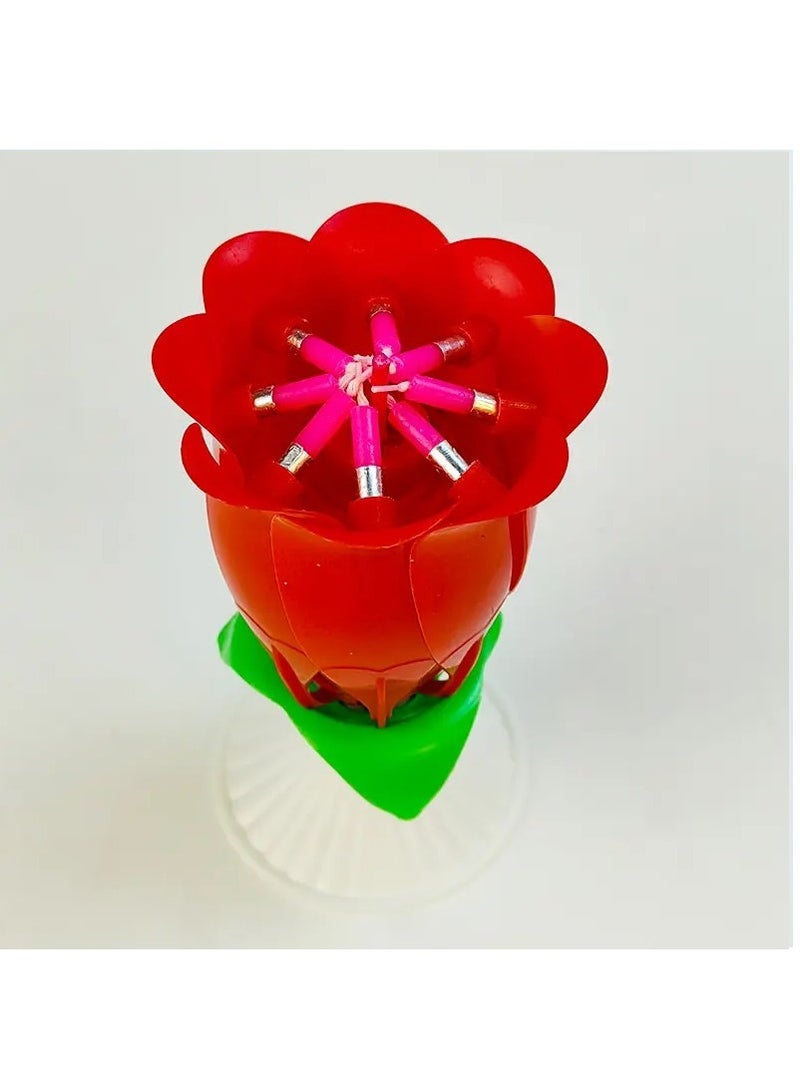 RR BRAND Sparkling Rose Flower Birthday Candle With Music No Bettries Requird - Image 5