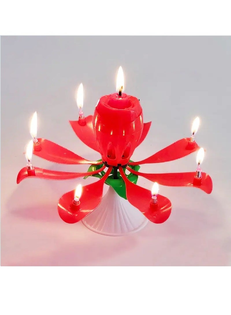 RR BRAND Sparkling Rose Flower Birthday Candle With Music No Bettries Requird - Image 4