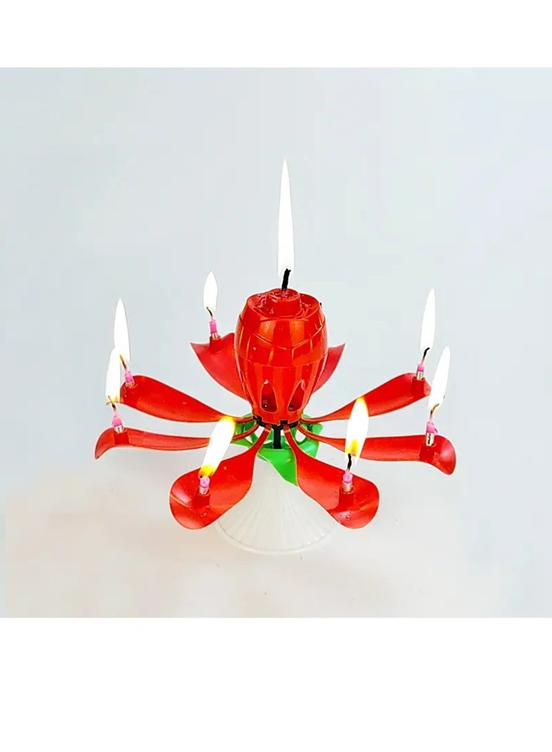 RR BRAND Sparkling Rose Flower Birthday Candle With Music No Bettries Requird - Image 1