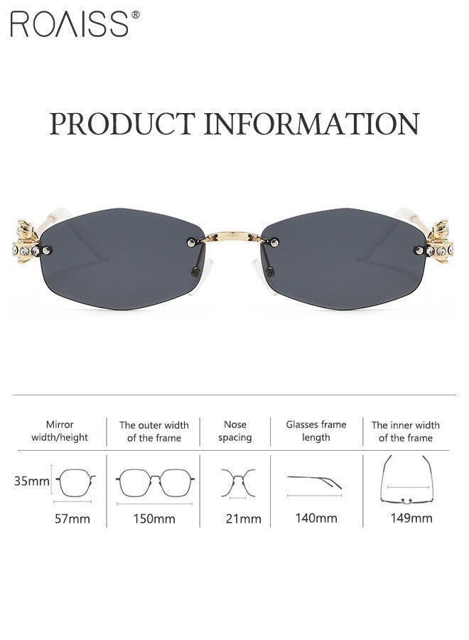 roaiss Women's Hexagonal Frameless Sunglasses, UV400 Protection, Stylish Anti-glare Sunglasses with Rhinestone Temples, Suitable for Shopping, Travel, Beach, and Parties - Image 4