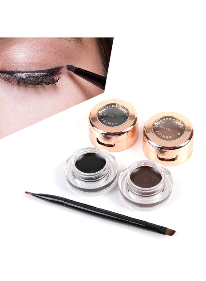 klarako 10Pcs 2 In 1 Waterproof Longlasting Eyebrow pen Eyeliner,Smoky Cream Eye,Clear eyebrows Makeup Cosmetic Tool with Brown+Black - Image 4