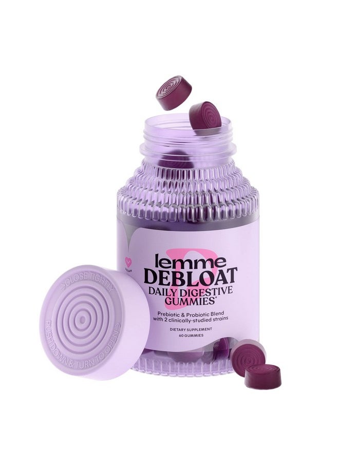 ليمي  Lemme Debloat - حلوى جيلاتينية لصحة الجهاز الهضمي والأمعاء تحتوي على نوعين من البروبيوتيك والبريبايوتيك المدروسين سريريًا، 3 مليار وحدة تشكيل مستعمرة - نباتية وخالية من الجلوتين وغير معدلة وراثيًا وبنكهة التوت الأسود (60 قطعة)  - Image 1