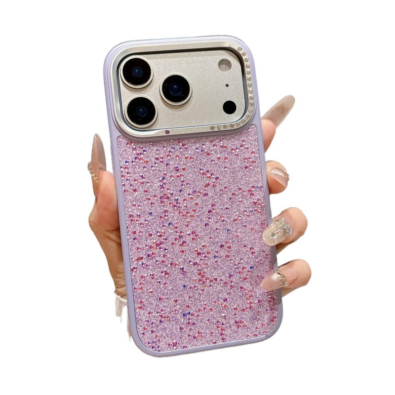 غطاء واقي بPC لـ iPhone 14 / 14 Plus / 14 Pro / 14 Pro Max مع تغطية كاملة وحماية من السقوط مع مقاوم للصدمات مع مرصع بالألماس باللون بنفسجي للحمل اليومي للاستخدام المتكرر للهدايا - Image 1