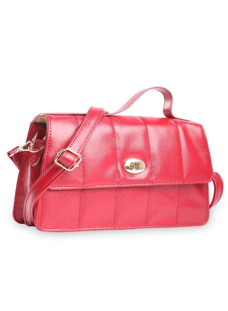 CAPRESE Caprese Poppy Solid Bordeaux Faux Leather Medium Sling Bag - Image 3