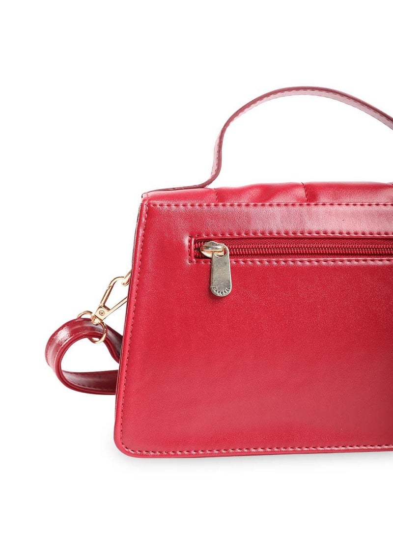 CAPRESE Caprese Poppy Solid Bordeaux Faux Leather Medium Sling Bag - Image 5