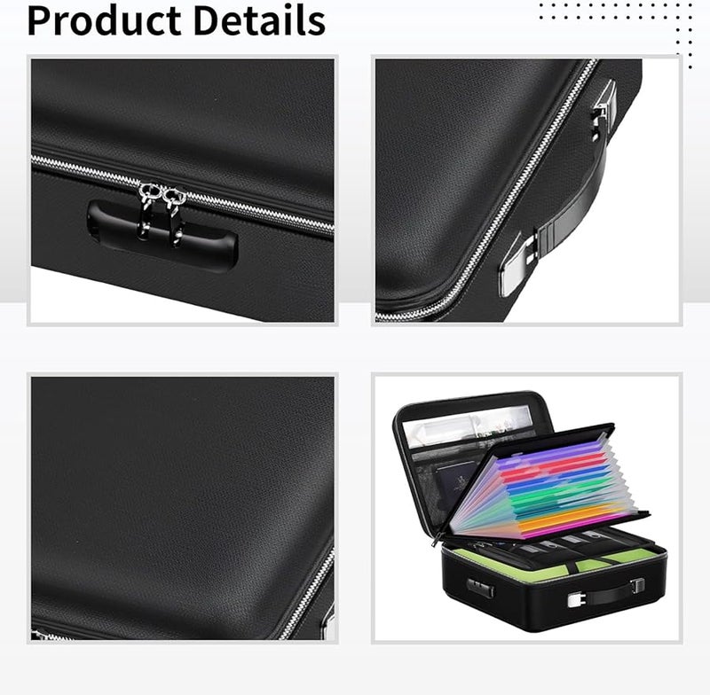 صندوق وثائق محمول مقاوم للحريق والماء مع قفل ومقبض - Image 3