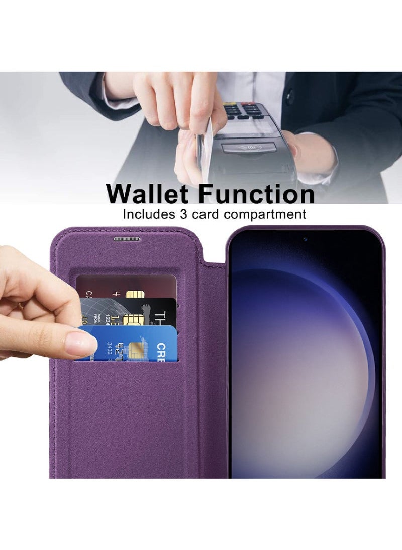 Captaintech Leather Flip Samsung S24 Case for Samsung 2024 Personalized Texture Leather Flip Phone Case, Flip Leather Case for Samsung with Credit Card Holder  - Image 5
