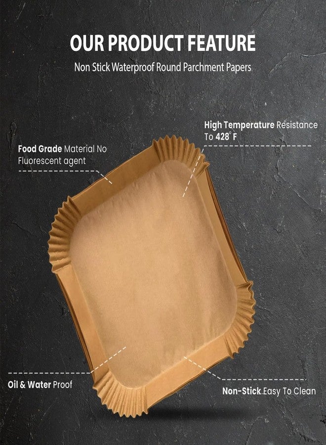 MANTHUMI 100 PCS Air Fryer Paper Sheets, Disposable Paper Liner for Microwave, Oil-Proof Air Fryer Parchment Paper for Frying, Baking, Cooking, Roasting and Microwave (6.3 Inch - Square) - Image 2