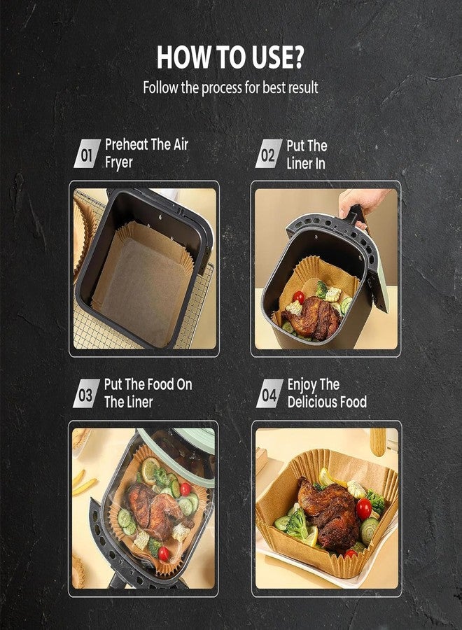 MANTHUMI 100 PCS Air Fryer Paper Sheets, Disposable Paper Liner for Microwave, Oil-Proof Air Fryer Parchment Paper for Frying, Baking, Cooking, Roasting and Microwave (6.3 Inch - Square) - Image 4