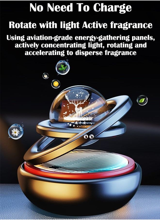 ZCM-HAPPY - Car Air Freshener Solar Rotating Aromatherapy Ornament with Interstellar Crystal Ball - Image 1