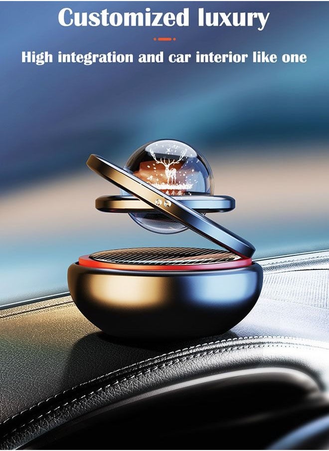 ZCM-HAPPY - Car Air Freshener Solar Rotating Aromatherapy Ornament with Interstellar Crystal Ball - Image 1