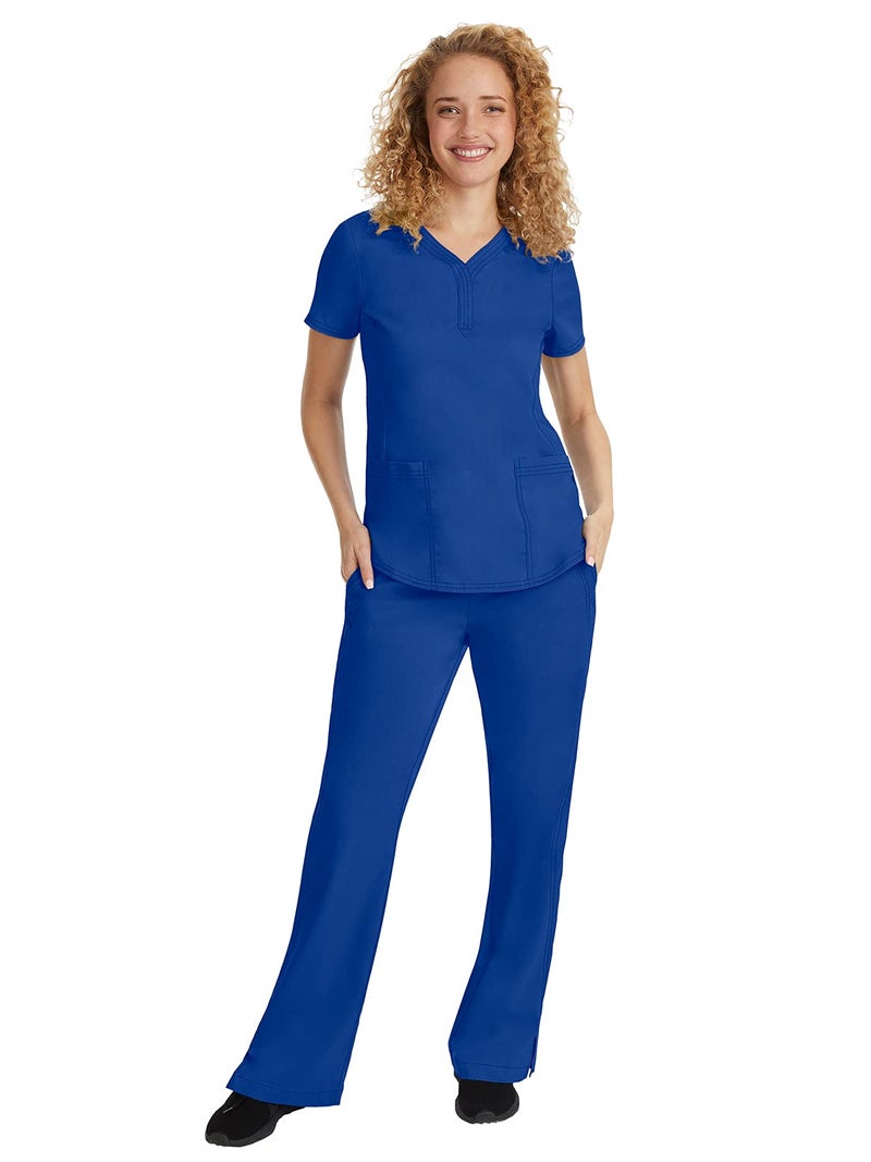 Healing Hands Taylor Women's Pants Mid Rise with 2 Pockets & Back Elastic Waistband 9095, M, Galaxy Blue - Image 3