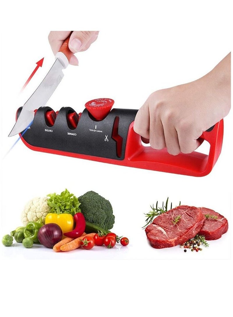 Knife Sharpener 5 in 1 Adjustable Angle Black Red Kitchen Grinding Machine Professional Knife Scissors Sharpening Tools  - Image 1