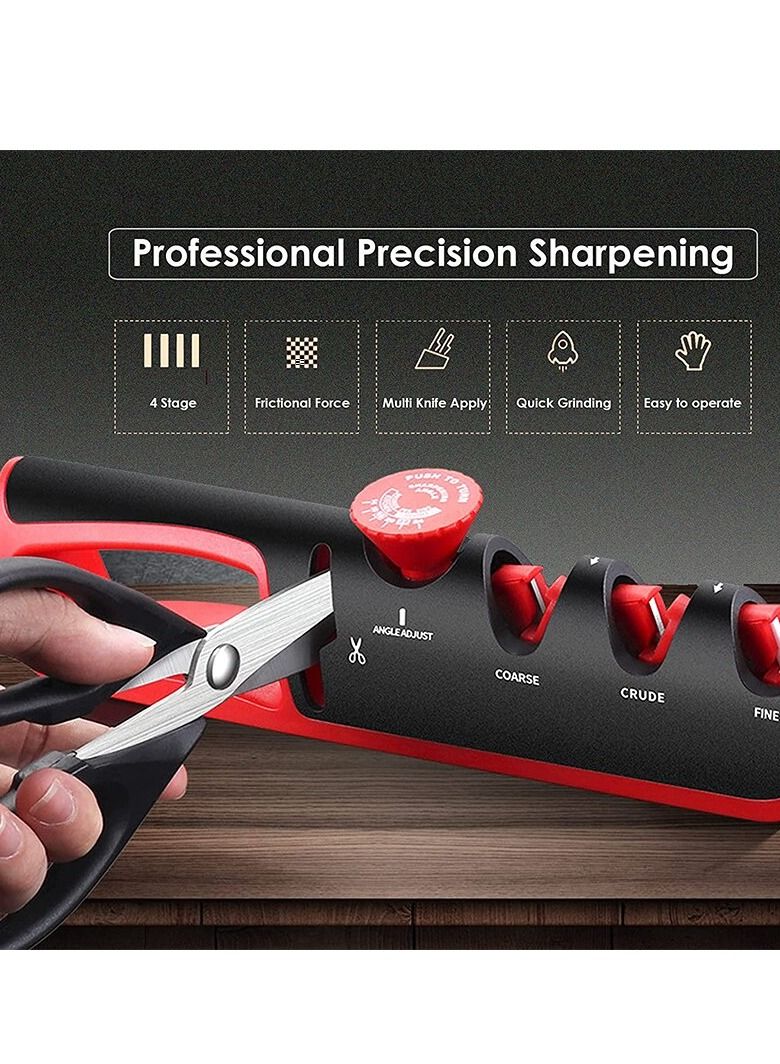 Knife Sharpener 5 in 1 Adjustable Angle Black Red Kitchen Grinding Machine Professional Knife Scissors Sharpening Tools  - Image 2
