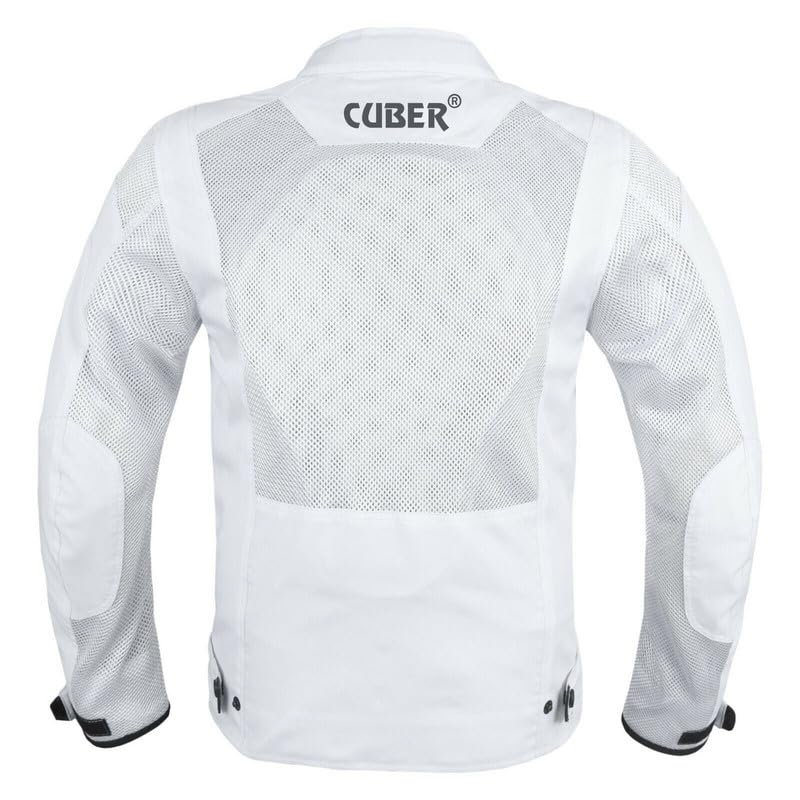 CUBER HI VIS BREATHABLE MESH MOTORCYCLE JACKET RIDING MENS CE ARMOR BIKERS RACING GEAR, DUAL SPORTS PROTECTIVE (WHITE, LARGE) - Image 5