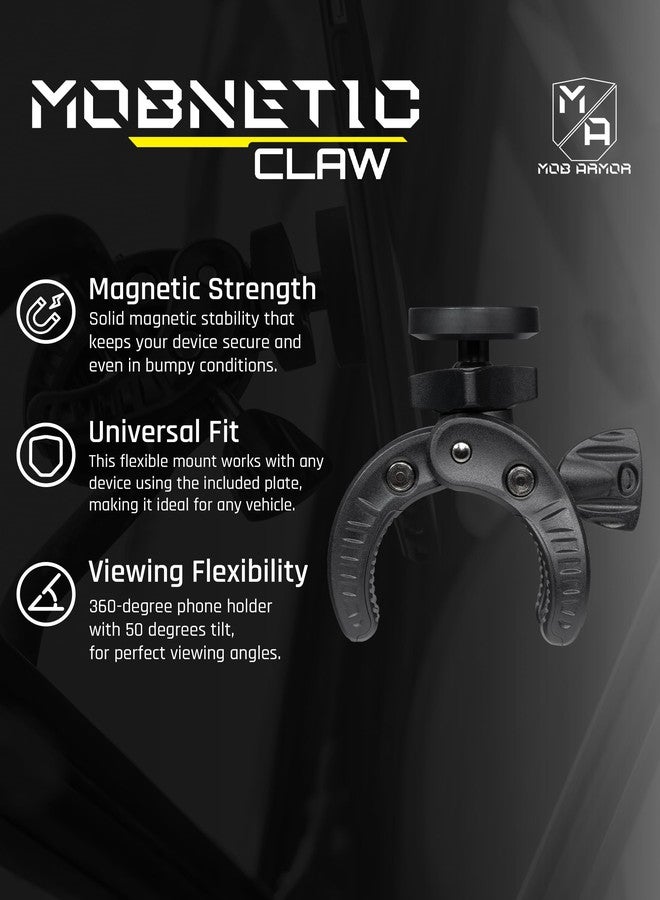 Mob Armor MobNetic Claw with 360° Rotation - Bar Mount for Golf Carts, Strollers, or Any enclsoed cab Vehicle with Round or Square Tubes- Universal Car Magnetic Phone Mount, Assembled in USA - Black - Image 3