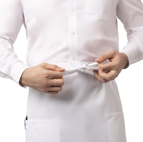 Chef Works Unisex Two Pocket Bistro Apron White One Size - Image 3