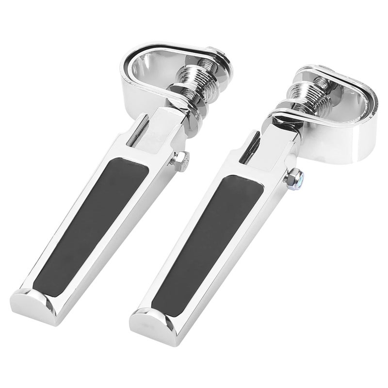 F FIERCE CYCLE 1 Pair Universal Aluminum Alloy 360 Degrees Motorcycle Foot Pegs Foot Rest Highway Footpegs 25mm 32mm Silver Tone Black
