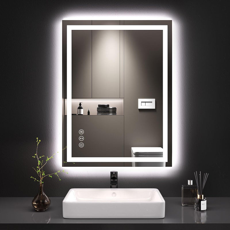 LOAAO 24X32 LED Bathroom Mirror with Lights, Anti-Fog, Dimmable, Backlit + Front Lit, Lighted Bathroom Vanity Mirror for Wall, Memory Function, Tempered Glass, Shatter-Proof, ETL Listed - Image 1
