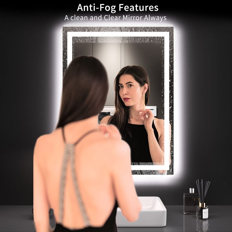 LOAAO 24X32 LED Bathroom Mirror with Lights, Anti-Fog, Dimmable, Backlit + Front Lit, Lighted Bathroom Vanity Mirror for Wall, Memory Function, Tempered Glass, Shatter-Proof, ETL Listed - Image 3