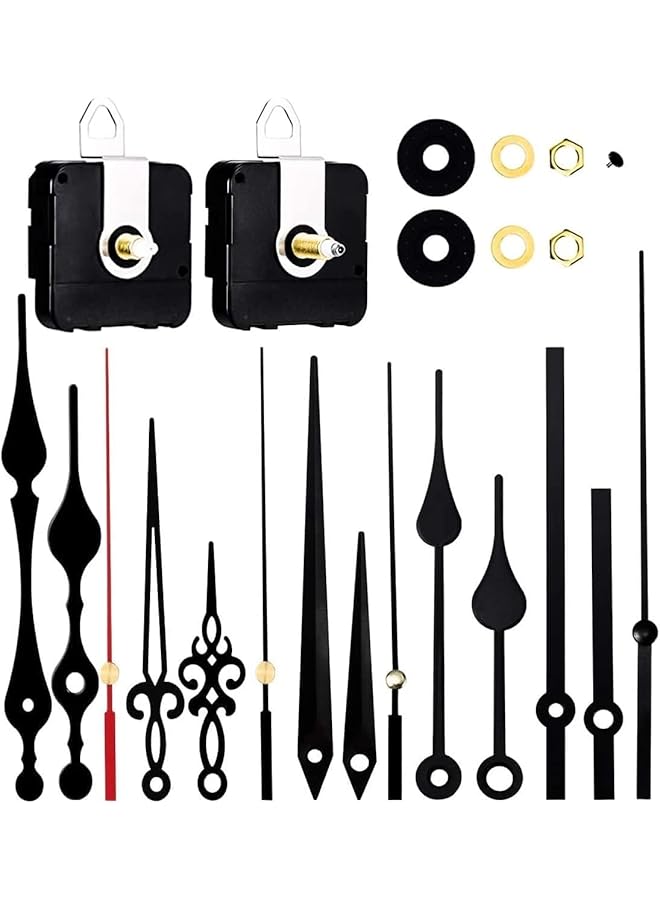 The Bros Clock Movement Kit, Battery Operated Quartz Movement Replacement, Long and Short Shank Wall Clock Mechanism, Motor Replacement Parts, DIY Repair Parts (Black)